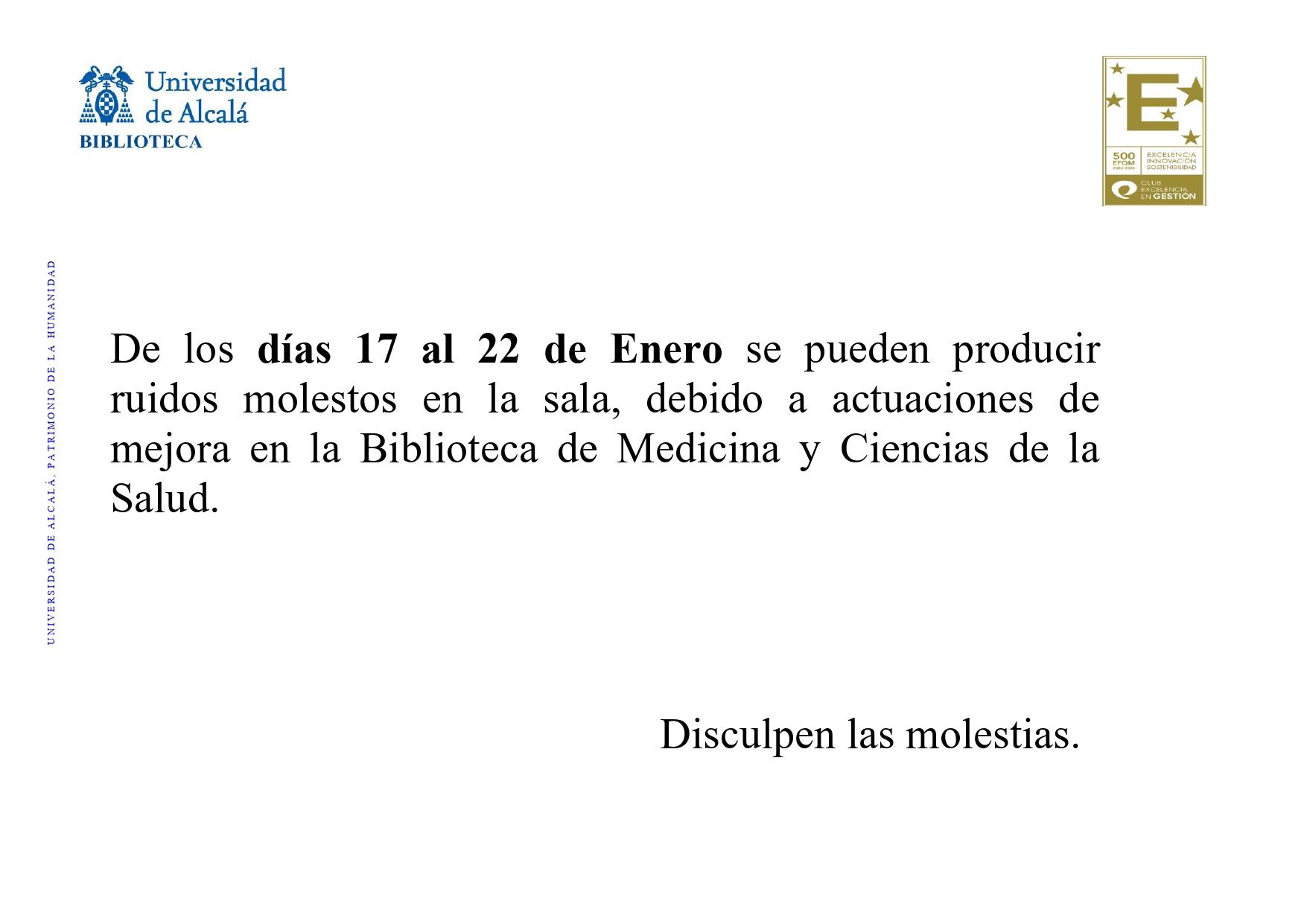 OBRAS DE MEJORA EN LA BIBLIOTECA DE MEDICINA Y CIENCIAS DE LA SALUD 